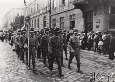 1900–1914, Lwów, Austro-Węgry. Przemarsz członków Towarzystwa Gimnastycznego „Sokół”