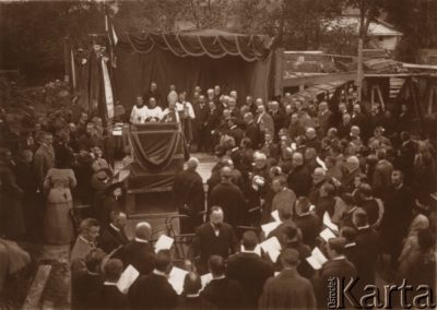 1900–1914, Lwów, Austro-Węgry. Poświęcenie budowy Domu Stowarzyszenia Rękodzielników „Gwiazda” przy ulicy Zielonej