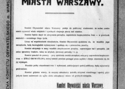 1915. Odezwa Komitetu Obywatelskiego miasta Warszawy do warszawiaków